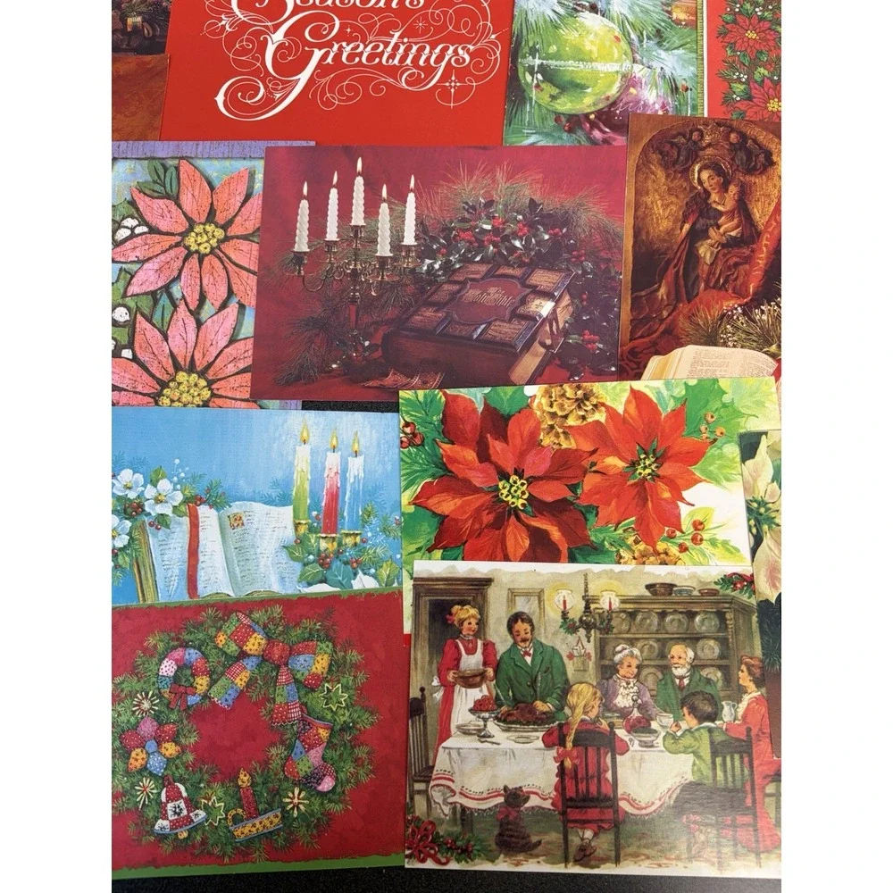 Vintage Christmas Cards Fronts ONLY Traditional Scrapbooking Decoupage Lot 50+